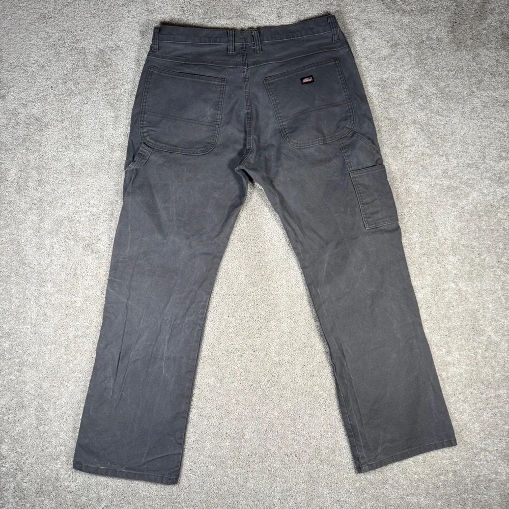 Genuine Dickies Men's 34x30 Gray Carpenter Work Pants Utility Canvas Duck